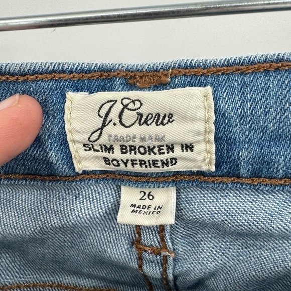 J. Crew Slim Broken In Boyfriend Distressed Straight‎ Leg Women 26 Denim Jeans - Picture 5 of 12